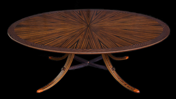 Asian Ellipse Coffee Table by Don DeDobbeleer, Fine Custom Wood Furniture