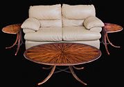 Asian Ellipse Coffee Table and End Tables by Don DeDobbeleer, Fine Custom Wood Furniture