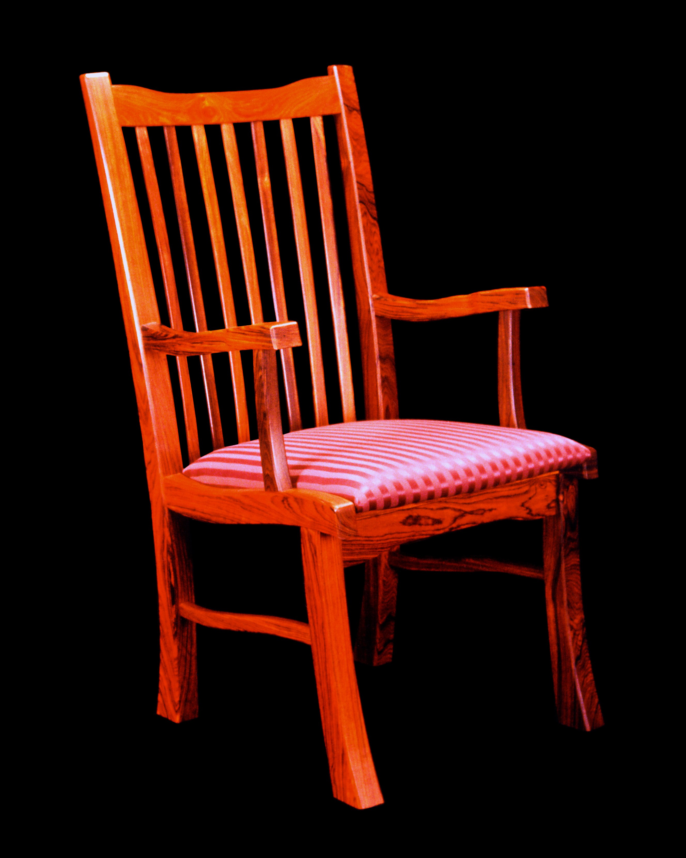 A Chair Brown Red-White Seat by Don DeDobbeleer, Fine Custom Wood Furniture