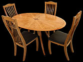 Compass Rose Dining Table and Chairs by Don DeDobbeleer, Fine Custom Wood Furniture