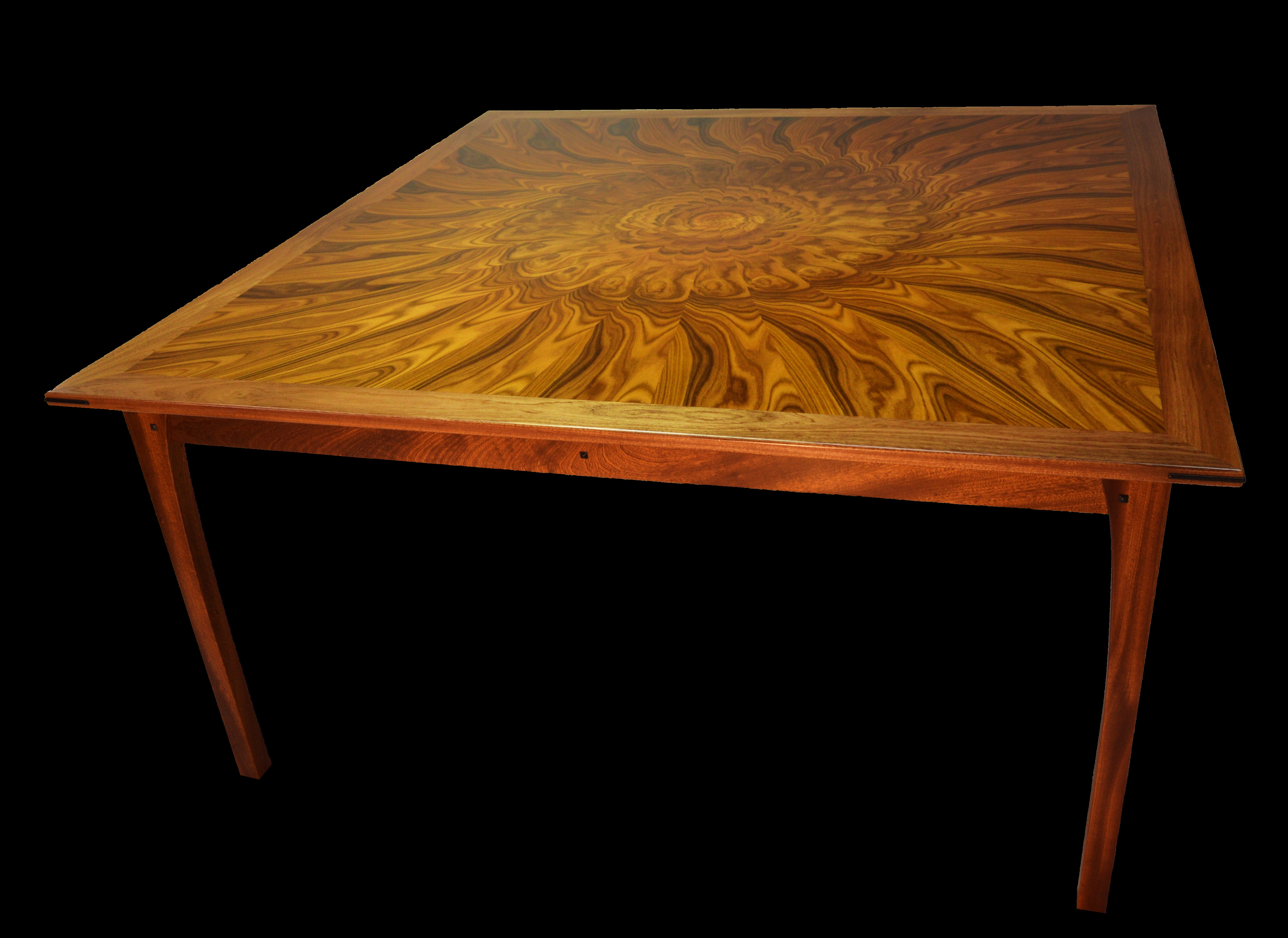 A Square Bolivian Rosewood Table by Don DeDobbeleer, Fine Custom Wood Furniture