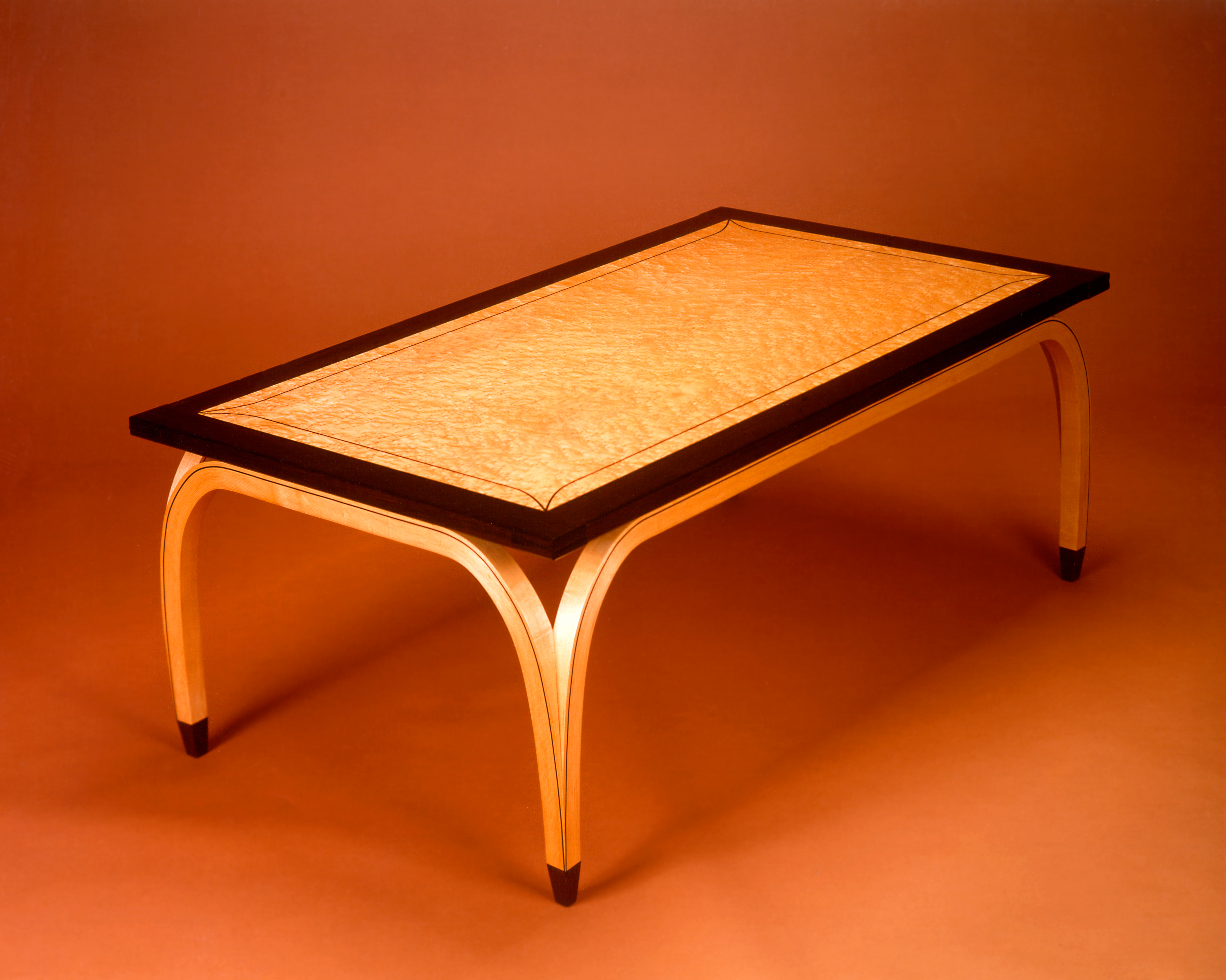A Birds Eye Maple Coffie Table by Don DeDobbeleer, Fine Custom Wood Furniture