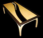 Glass Serpentine Insert Coffee Table by Don DeDobbeleer, Fine Custom Wood Furniture