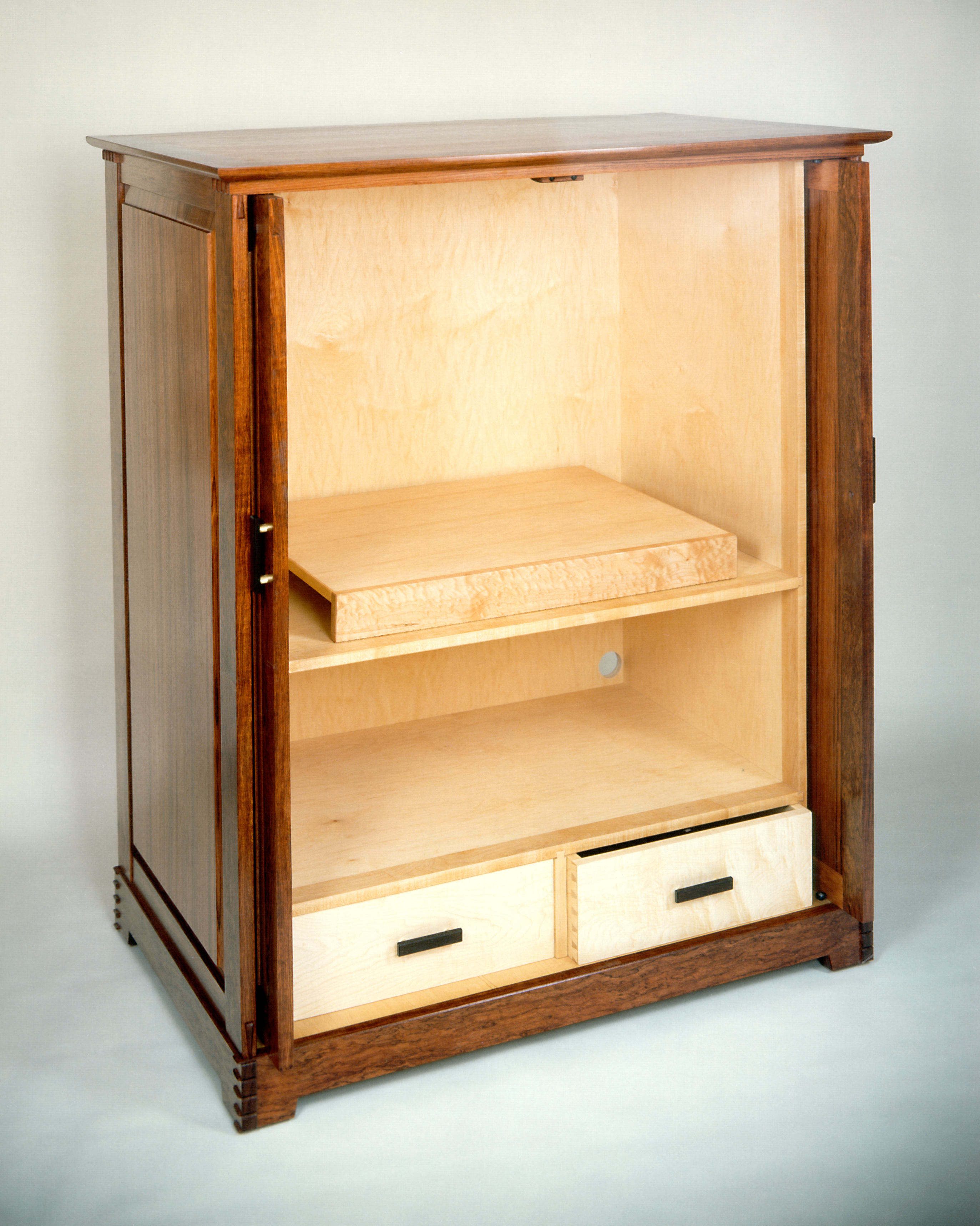 A Mid Height Bubinga Cabinet Opened