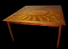 A Square Bolivian Rosewood Table by Don DeDobbeleer