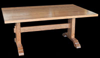 Oak Trestle Table by Don DeDobbeleer